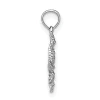 14K White Gold Solid Seahorse and Starfish Pendant-D1394W