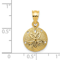 14k Solid Polished Laser-Cut Sand Dollar Pendant-D1395