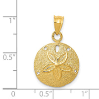 14k Solid Polished Laser-Cut Sand Dollar Pendant-D1396