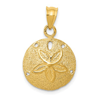 14k Solid Polished Laser-Cut Sand Dollar Pendant-D1396