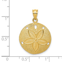 14k Solid Polished Laser-Cut Sand Dollar Pendant-D1397