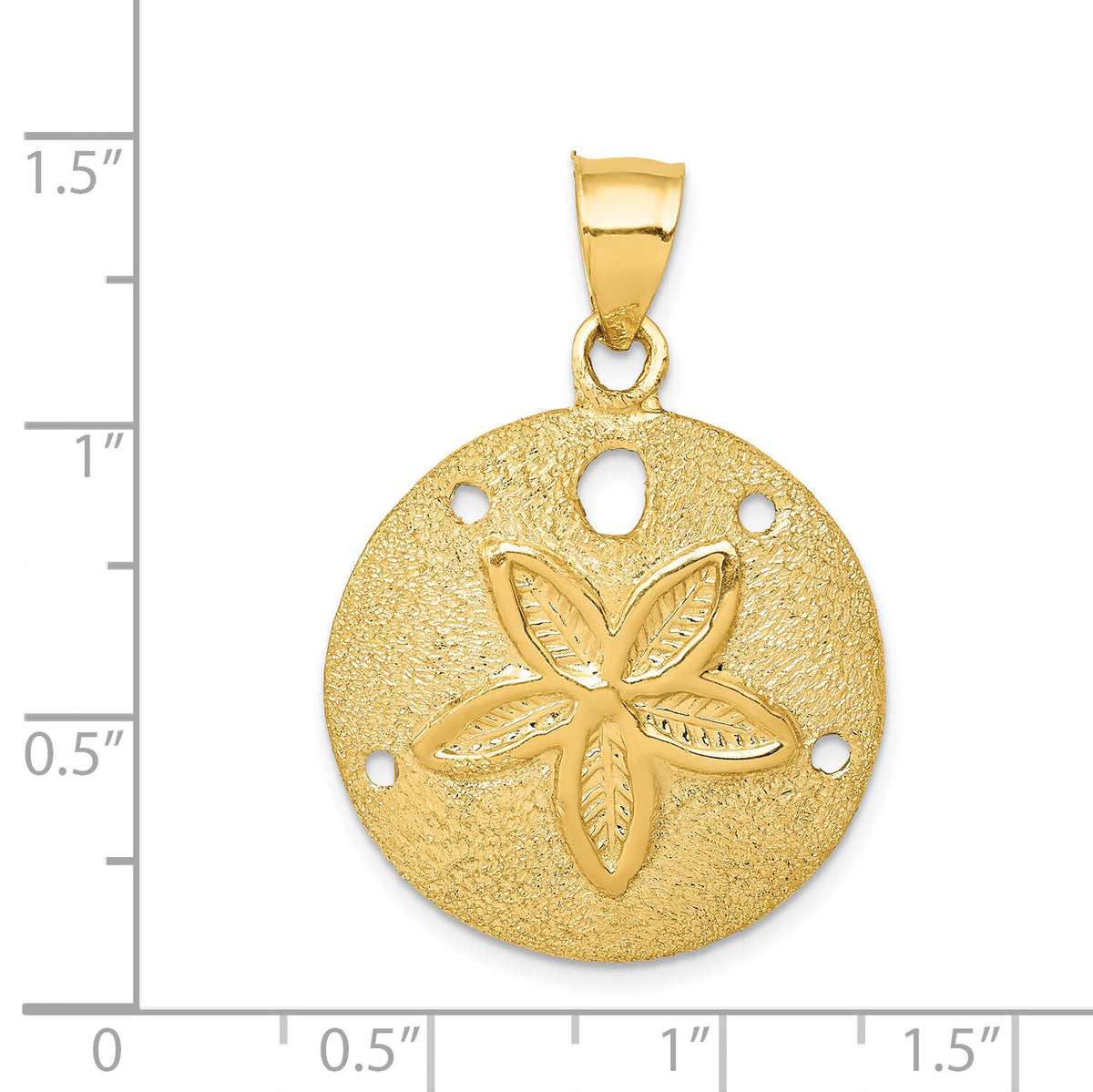 14k Solid Polished Laser-Cut Sand Dollar Pendant-D1398