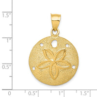 14k Solid Polished Laser-Cut Sand Dollar Pendant-D1398
