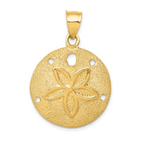 14k Solid Polished Laser-Cut Sand Dollar Pendant-D1398