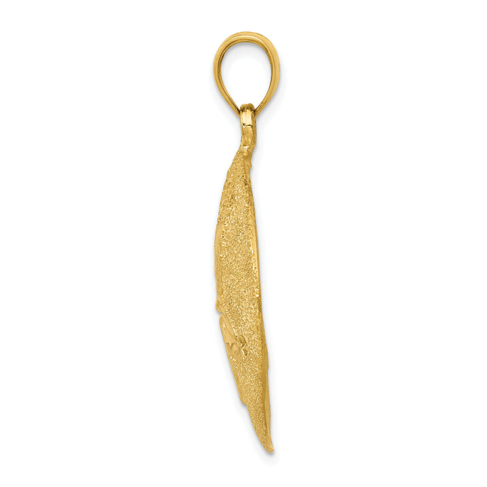 14k Solid Polished Laser-Cut Sand Dollar Pendant-D1399