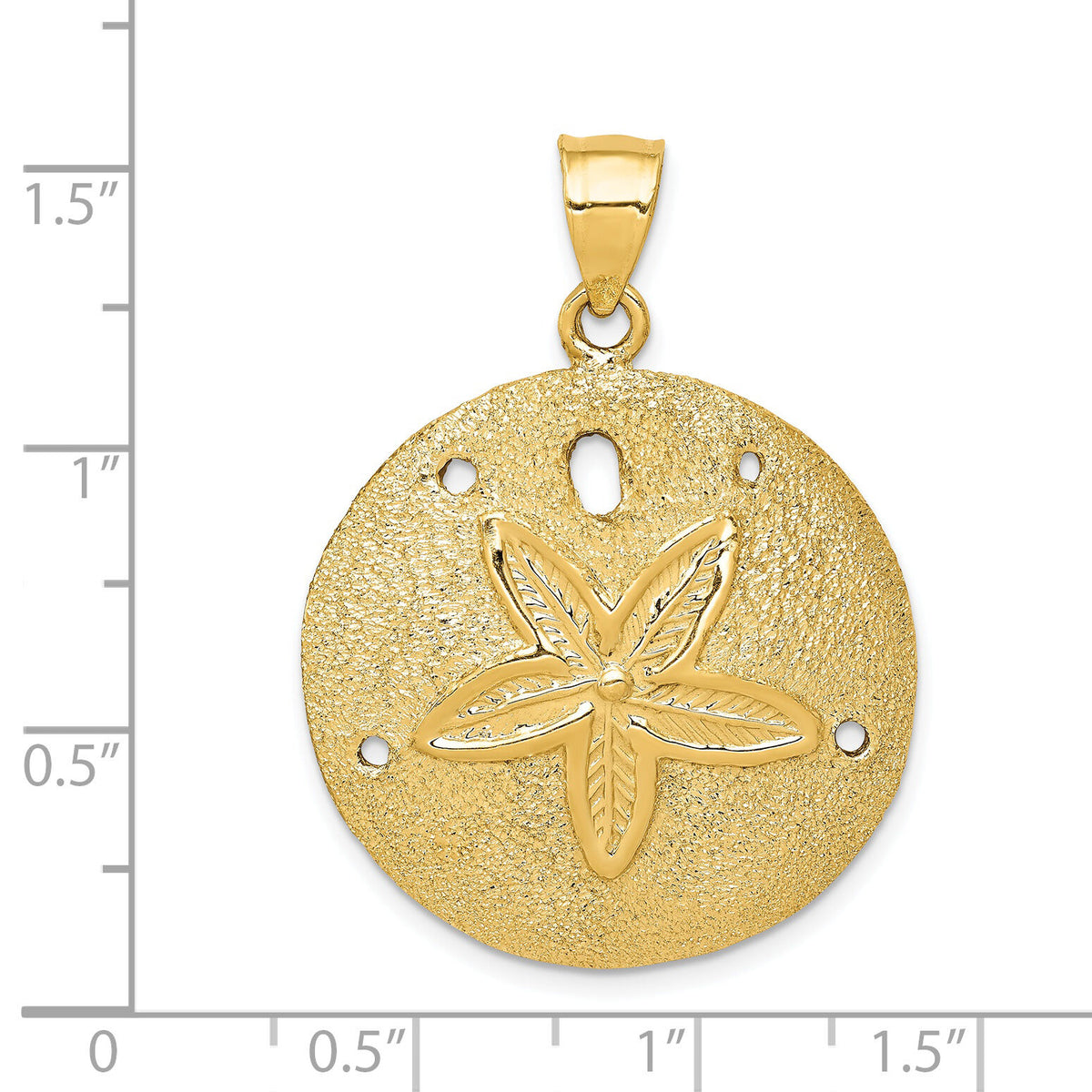 14k Solid Polished Laser-Cut Sand Dollar Pendant-D1399