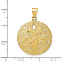 14k Solid Polished Laser-Cut Sand Dollar Pendant-D1399