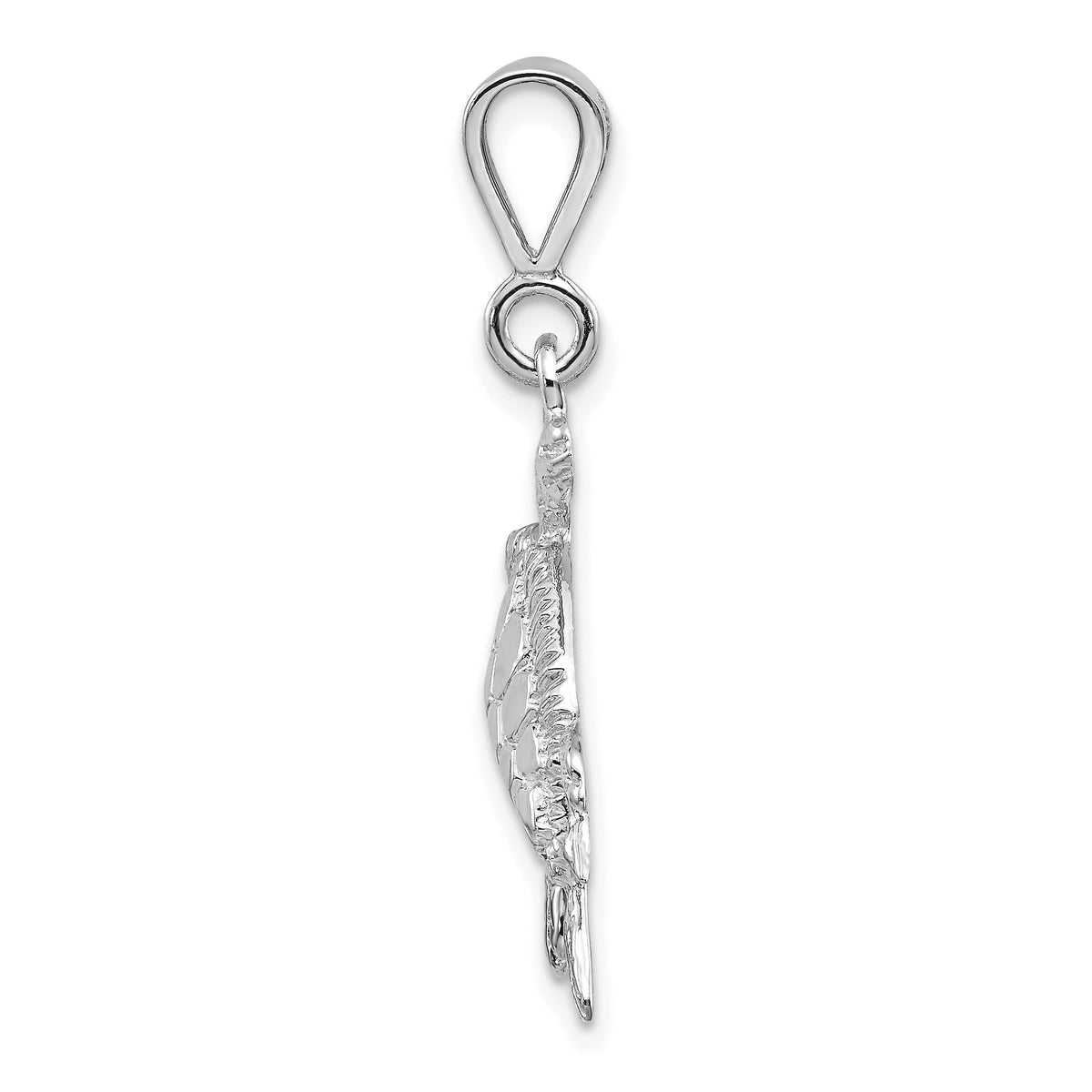 14k White Gold Solid Polished Open-Backed Sea Turtle Pendant-D1404