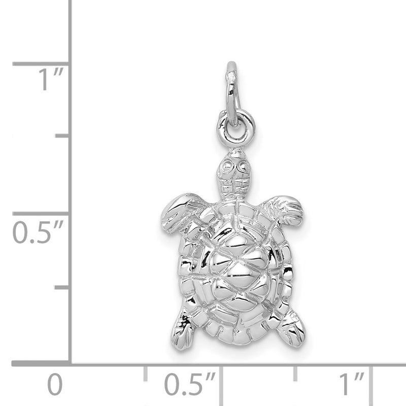 14k White Gold Solid Polished Open-Backed Turtle Charm-D1405