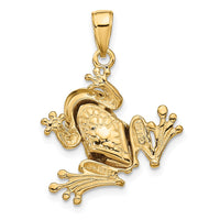 14k Solid Polished 3-D Moveable Frog Pendant-D1409