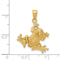 14k Solid Polished 3-D Moveable Frog Pendant-D1409