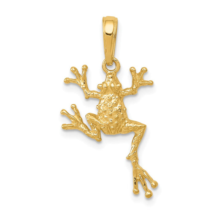 14k Solid Polished Open-Backed Frog Pendant-D1412