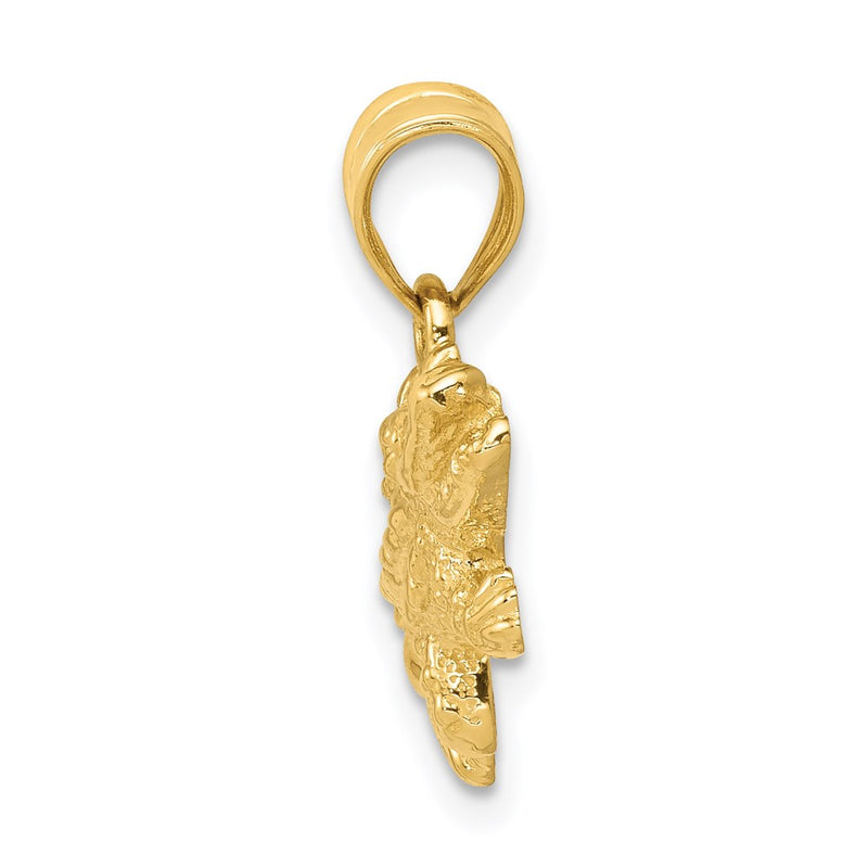 14k Solid Polished Open-Backed Crocodile Pendant-D1416