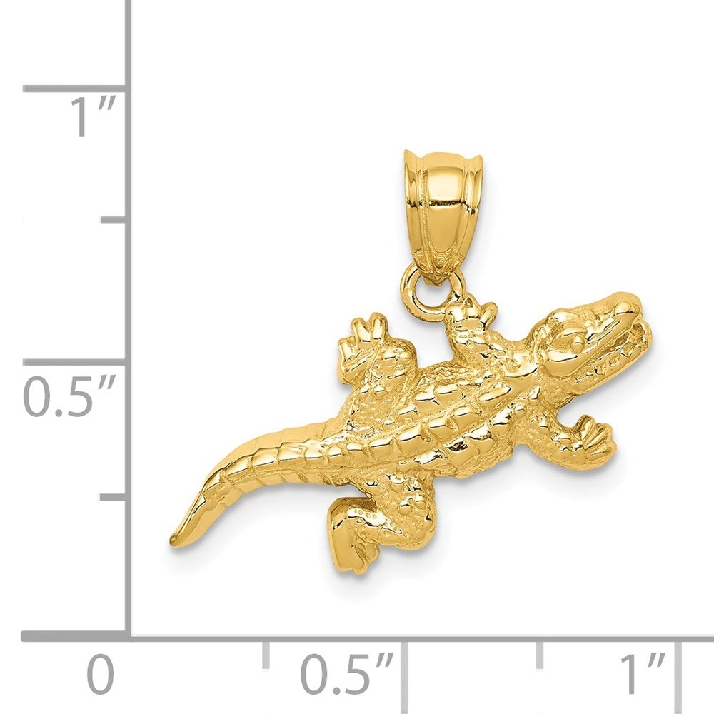 14k Solid Polished Open-Backed Crocodile Pendant-D1416