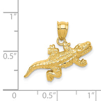 14k Solid Polished Open-Backed Crocodile Pendant-D1416