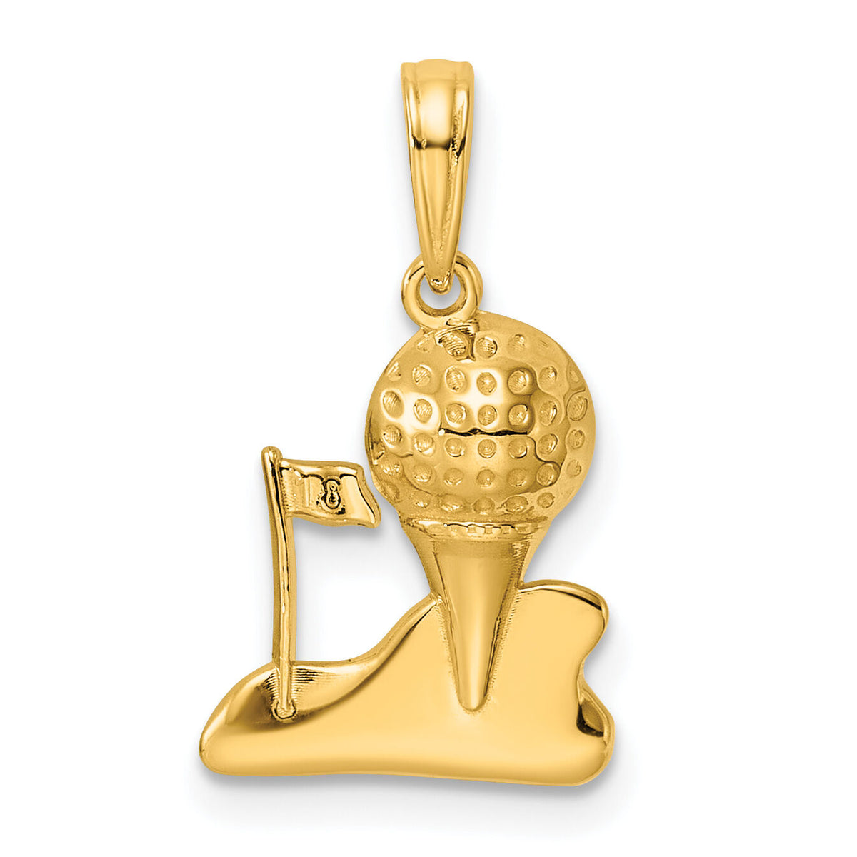 14k Solid Polished Golfing Charm-D1435