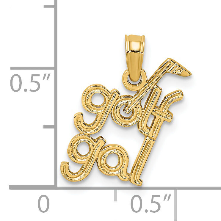 14K Solid Polished GOLF GAL Charm-D1437