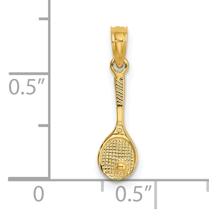14K Solid Polished 3-D Tennis Racquet Charm-D1439