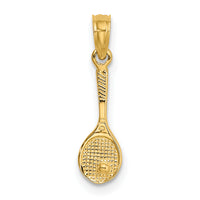 14K Solid Polished 3-D Tennis Racquet Charm-D1439