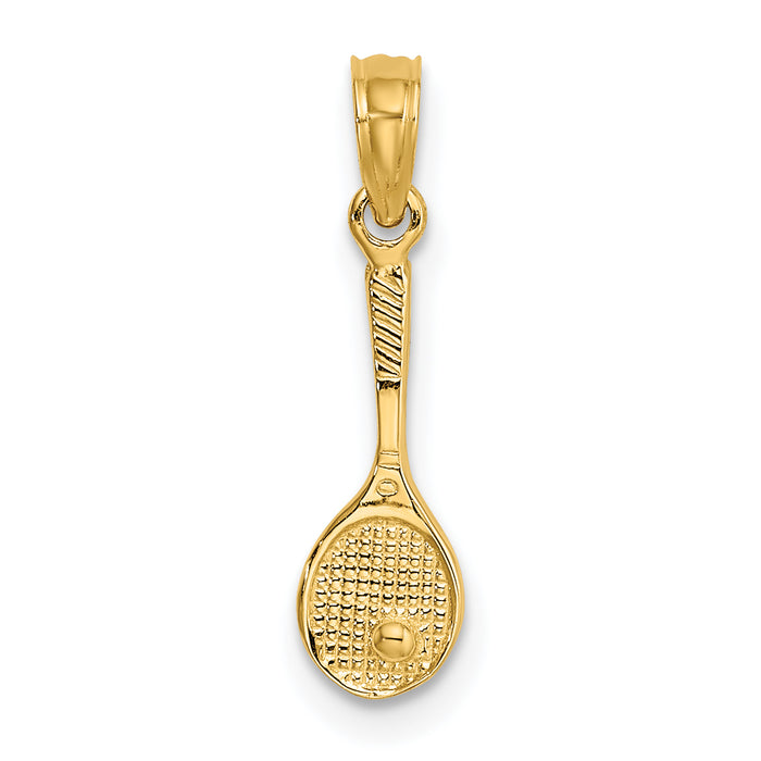 14K Solid Polished 3-D Tennis Racquet Charm-D1439
