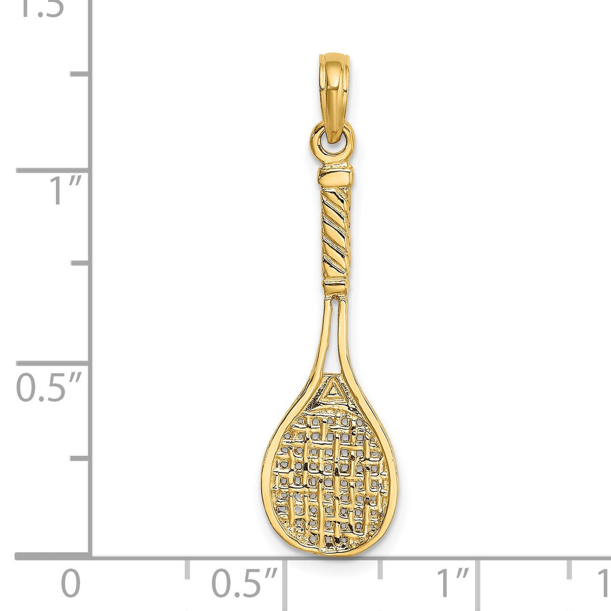 14K Solid Polished 3-D Tennis Racquet Charm-D1440