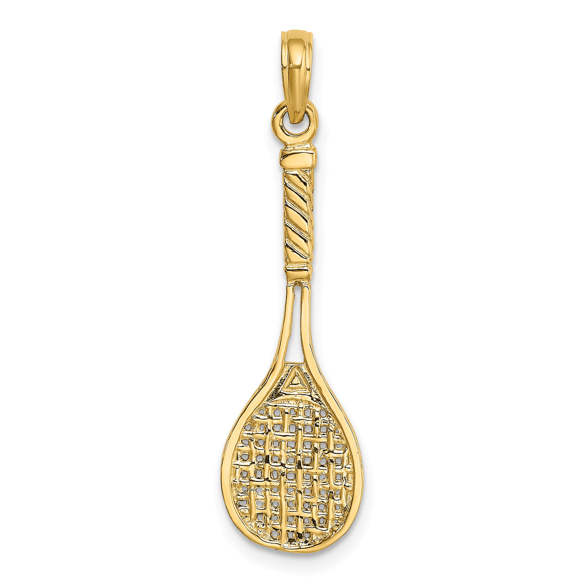 14K Solid Polished 3-D Tennis Racquet Charm-D1440