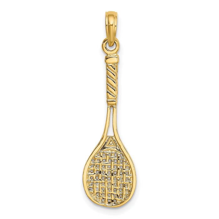 14K Solid Polished 3-D Tennis Racquet Charm-D1440