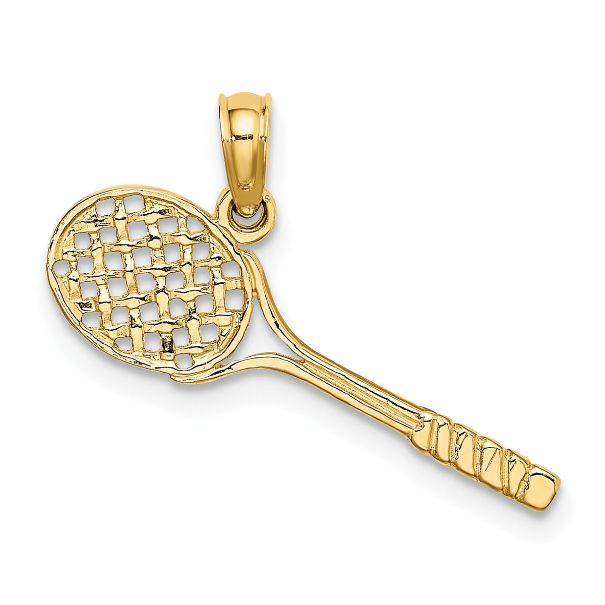 14K Solid Polished 3-D Tennis Racquet Charm-D1441