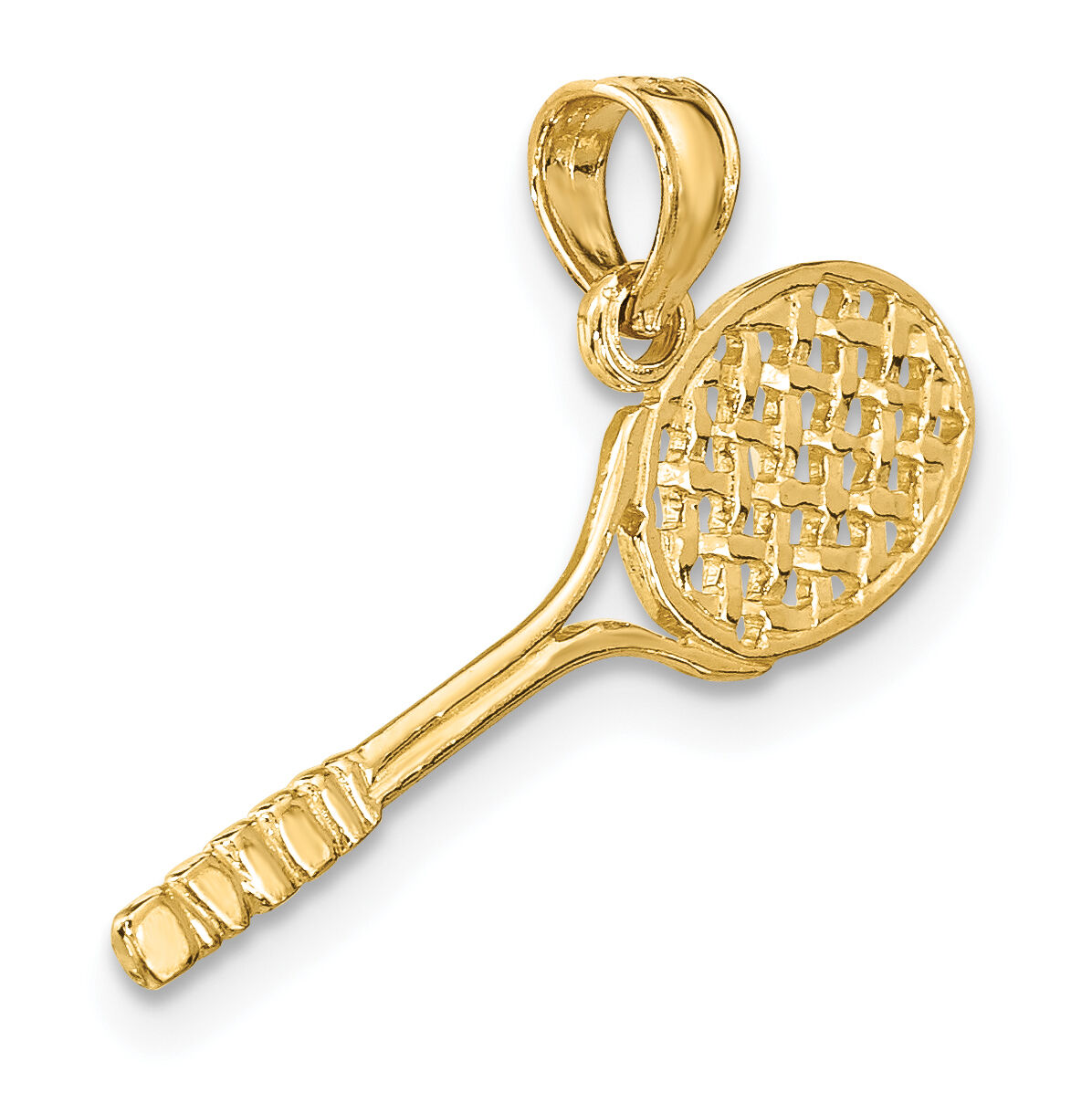 14K Solid Polished 3-D Tennis Racquet Charm-D1441