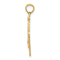 14k Solid Polished Framed Gymnast Pendant-D1445