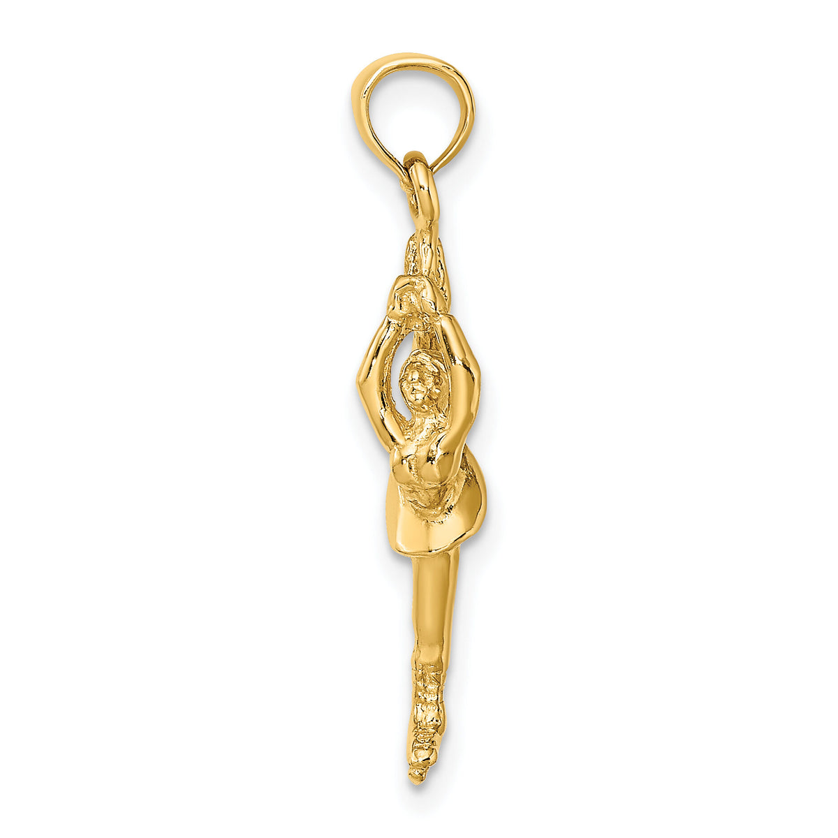 14K Solid Polished 3-D Figure Skater Charm-D1446