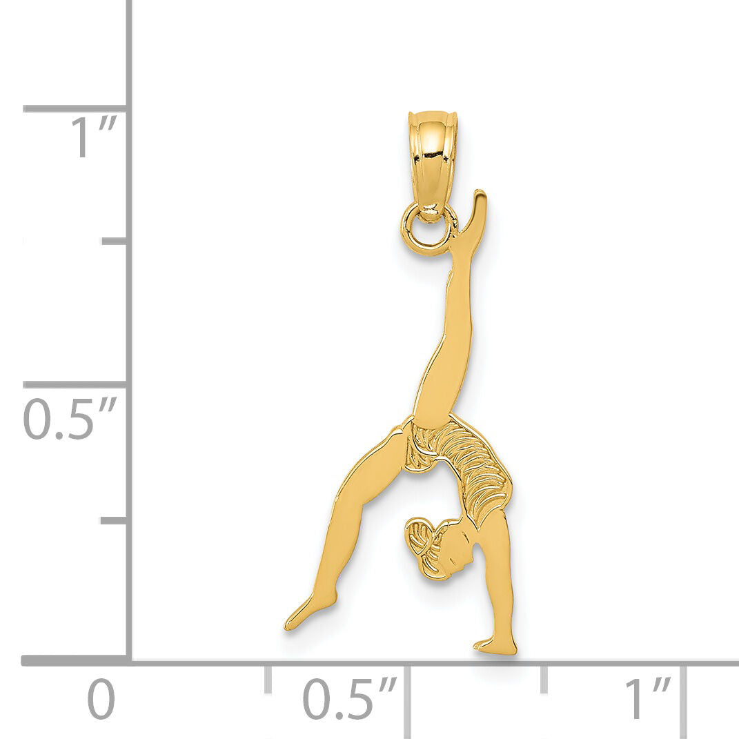 14k Solid Polished Gymnast Pendant-D1449