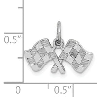 14k White Gold Polished Checkered Flags Charm-D1452