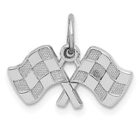 14k White Gold Polished Checkered Flags Charm-D1452