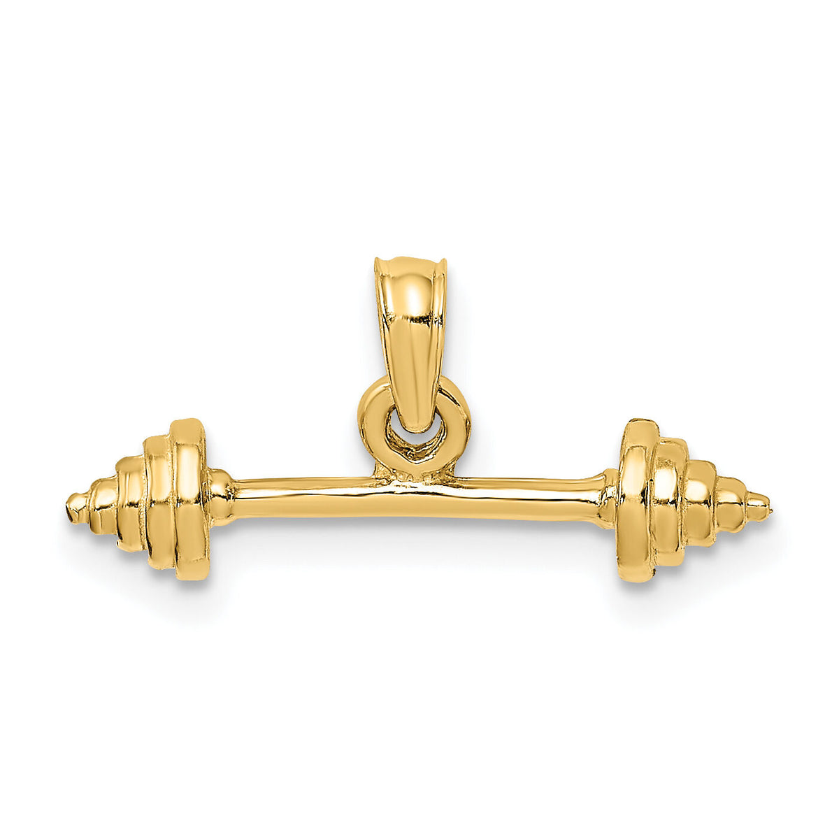 14K Solid Polished 3-D Dumbbell Charm-D1455