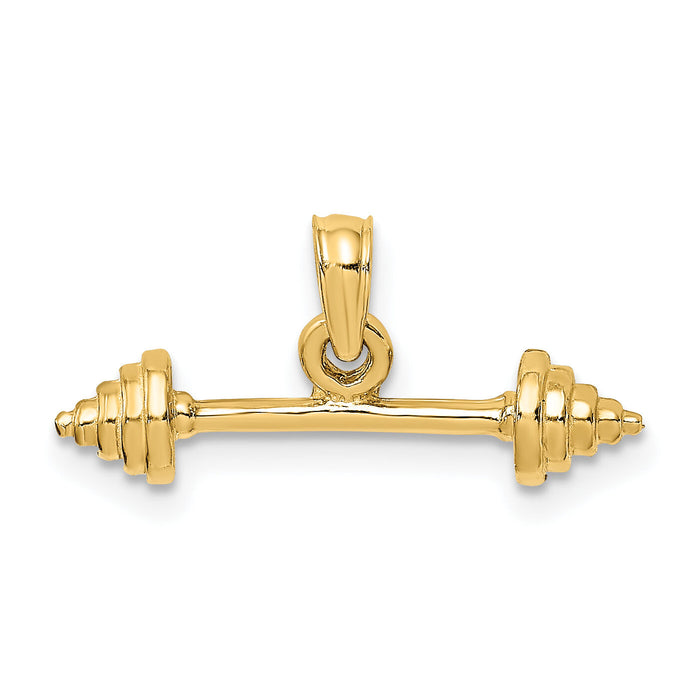 14K Solid Polished 3-D Dumbbell Charm-D1455