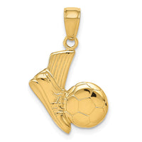 14K Solid Open-Backed Soccer Shoe and Ball Pendant-D1459