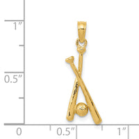 14K Polished Open-Backed Bats and Baseball Pendant-D1460