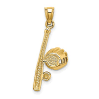 14K Solid Open-Backed Glove/Bat/Baseball Charm-D1461