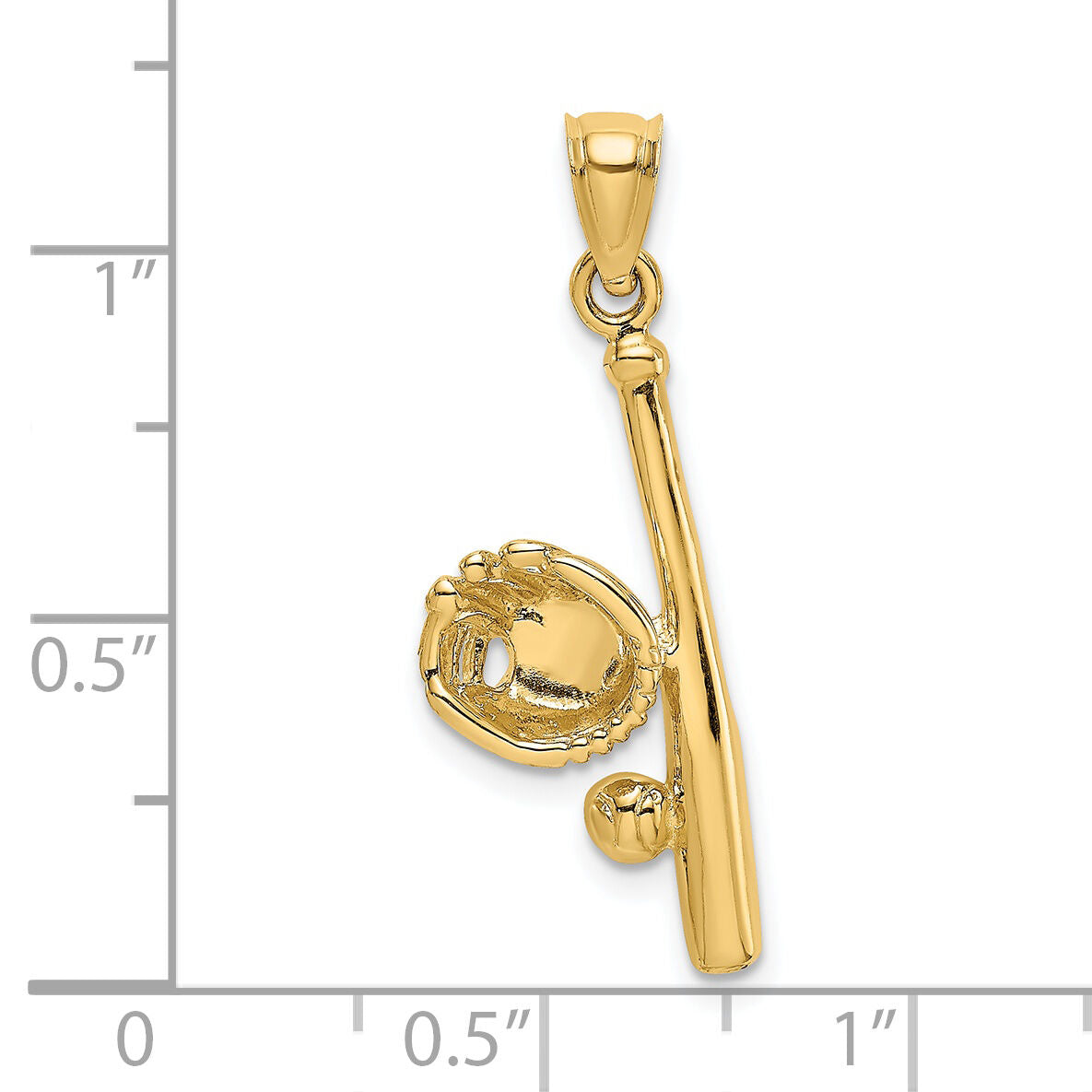 14K Solid Open-Backed Glove/Bat/Baseball Charm-D1461