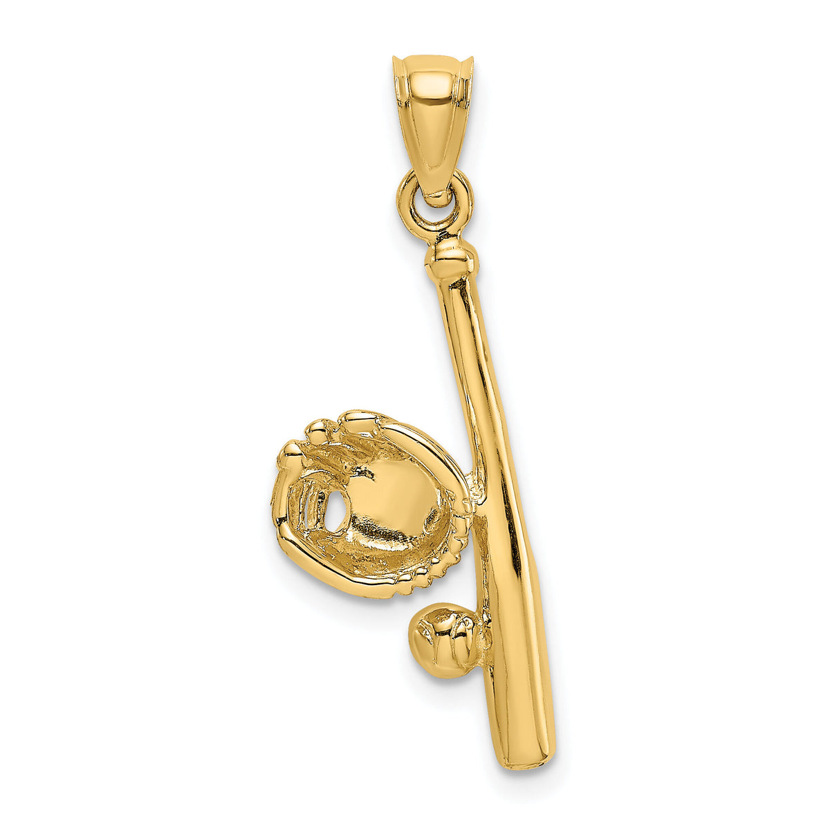 14K Solid Open-Backed Glove/Bat/Baseball Charm-D1461