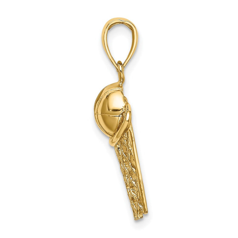 14K Polished Basketball and Net Charm-D1462