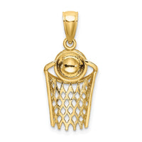 14K Polished Basketball and Net Charm-D1462