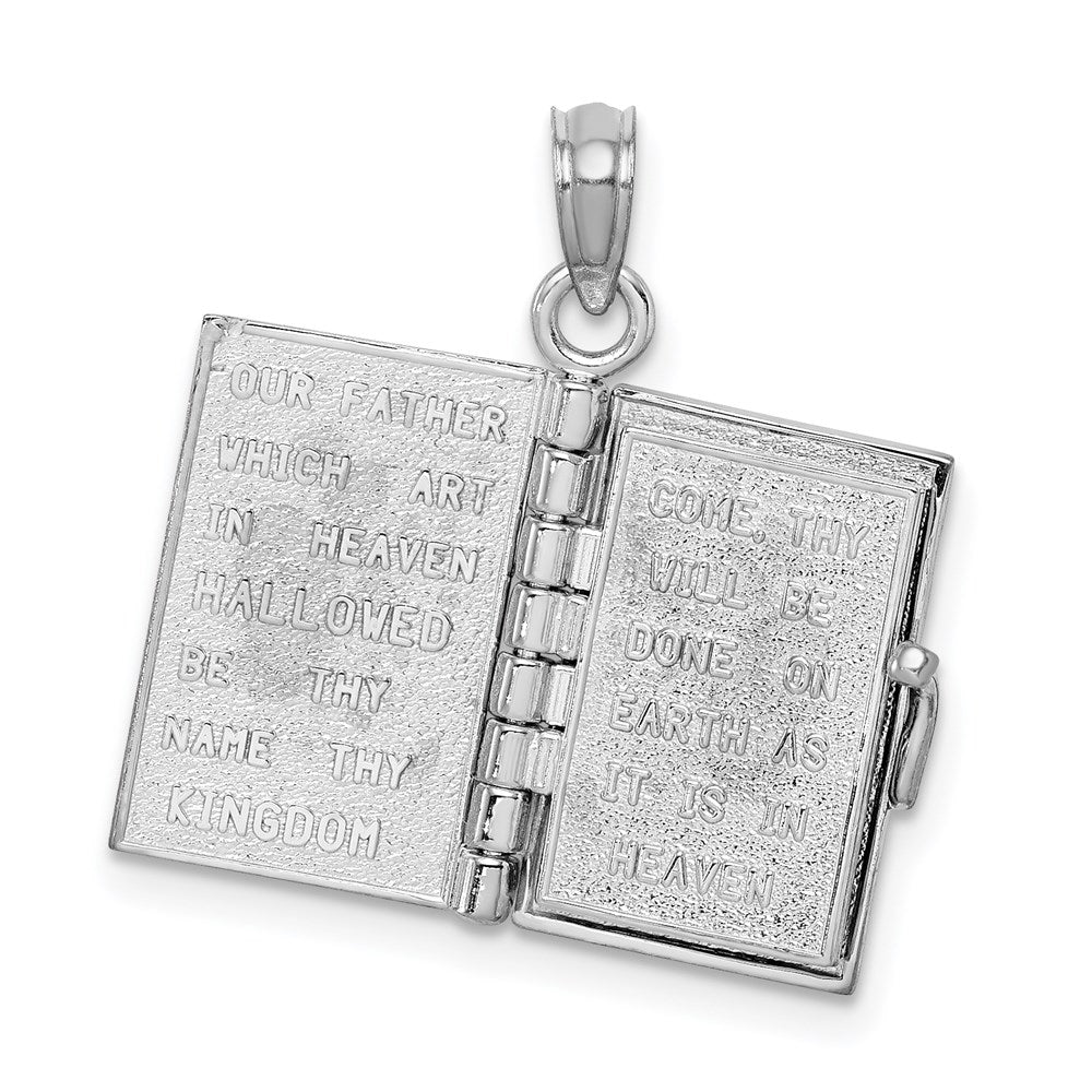 14K White Gold 3D Lords Prayer Bible Pendant-D1504W