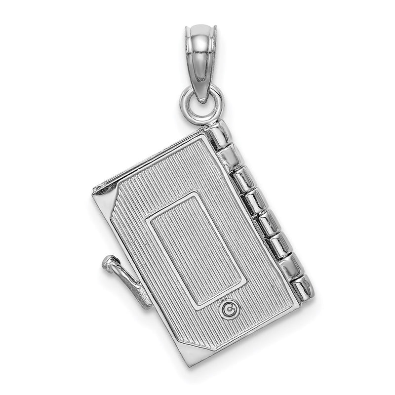 14K White Gold 3D Lords Prayer Bible Pendant-D1504W