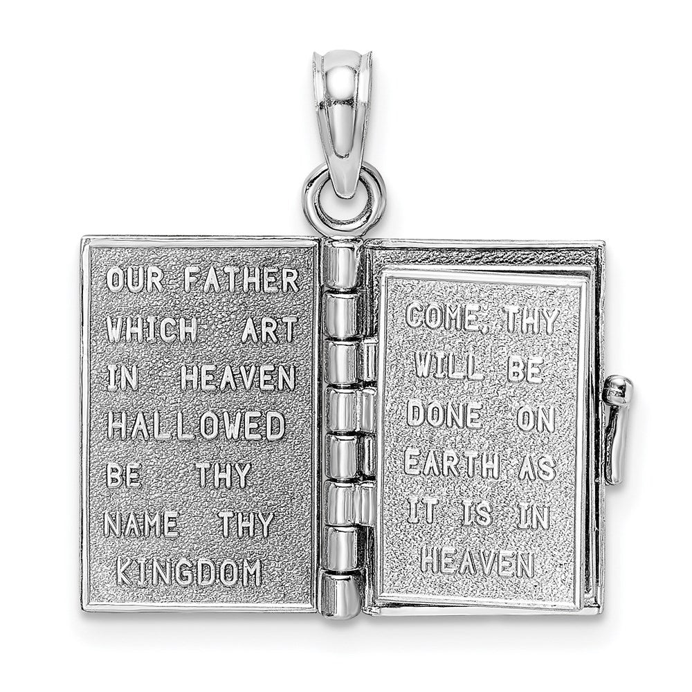 14K White Gold 3D Lords Prayer Bible Pendant-D1504W