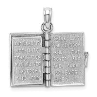 14K White Gold 3D Lords Prayer Bible Pendant-D1504W