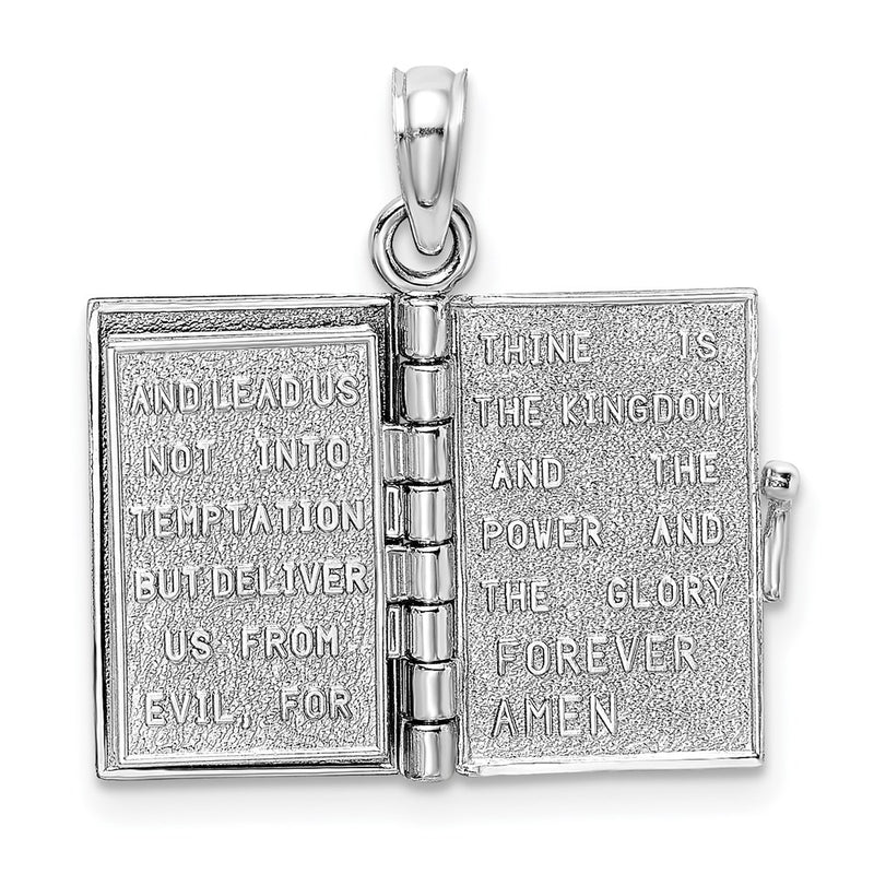 14K White Gold 3D Lords Prayer Bible Pendant-D1504W