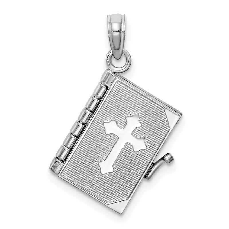 14K White Gold 3D Lords Prayer Bible Pendant-D1504W