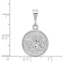 14K White Gold Polished and Satin Angel Pendant-D1509